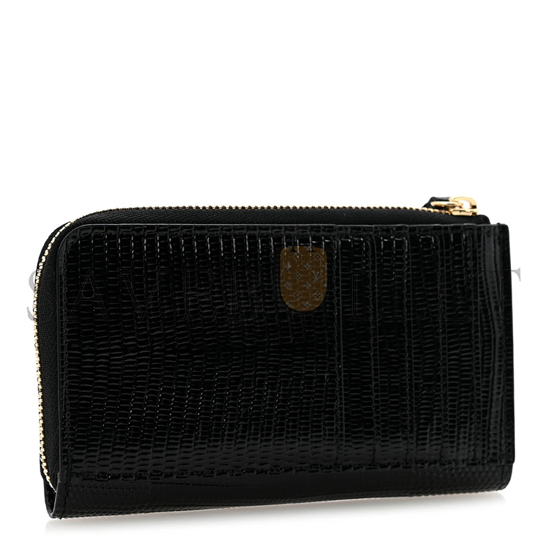 Ch**el CALFSKIN LIZARD EMBOSSED ZIPPED CARD HOLDER BLACK AP5192 (12*7.5*2.5cm)